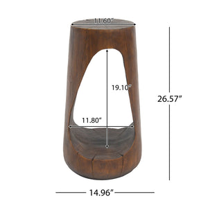 English Elm Christopher Knight Home® - Outdoor Hollow Design Side Table - Lightweight Concrete With Wood-Like Finish For Patio & Poolside Use N770P291496A