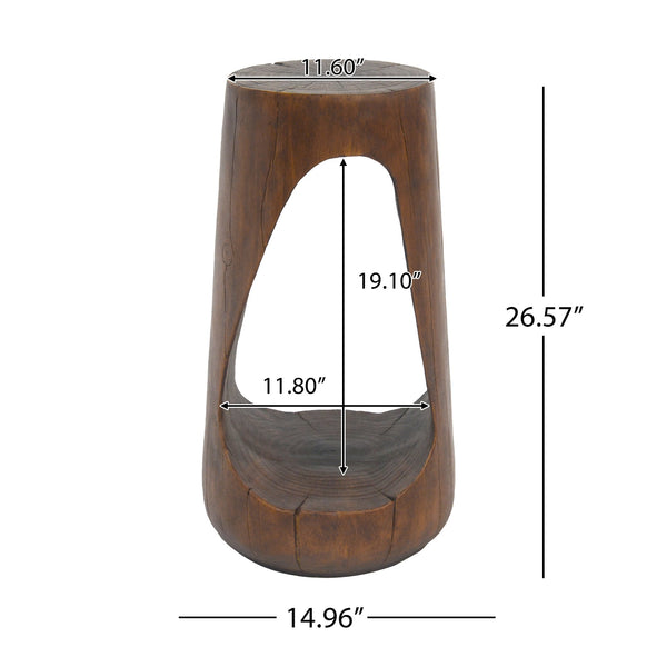 English Elm Christopher Knight Home® - Outdoor Hollow Design Side Table - Lightweight Concrete With Wood-Like Finish For Patio & Poolside Use N770P291496A