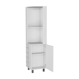 English Elm Fm Furniture Leah Corner Bar Cabinet with Wine Rack Open Shelves White Modern B128S00045