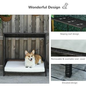 English Elm Adjustable Pine Wood Pet Stairs Foldable Dog Ramp with Guardrails for Safe Climbing T3971P406633