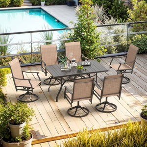 English Elm Outdoor Swivel Patio Dining Chairs Textilene Woven Set for Backyard Entertaining T3623P433697