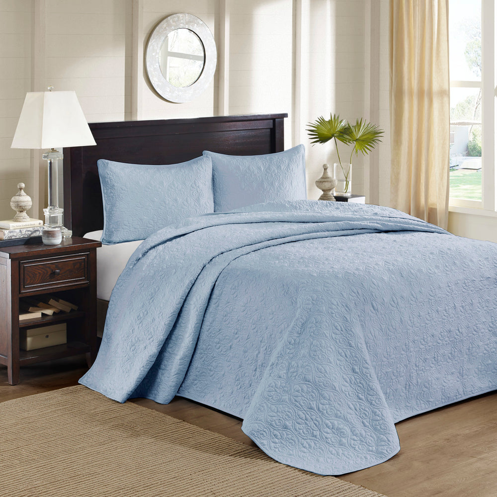 English Elm Reversible Madison Park Quebec Bedspread Set Queen – Cottage Stitched Quilted Cotton Fill, Oversized Draping, Antimicrobial Freshness Protection B03597408