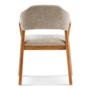 English Elm Indoor Chenille Upholstered Arm Dining Chairs Set of 2 with Bentwood Teak Frame N779P370761O