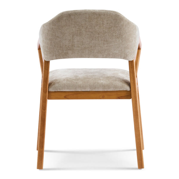 English Elm Indoor Chenille Upholstered Arm Dining Chairs Set of 2 with Bentwood Teak Frame N779P370761O