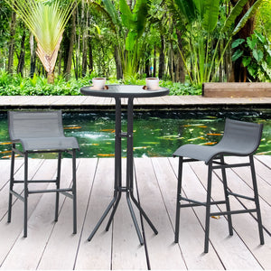English Elm Outsunny 3-Piece Bar Height Bistro Set For 2 - Stylish Round Patio Table & Comfortable Chairs In Gray W2225P200884-GIGA
