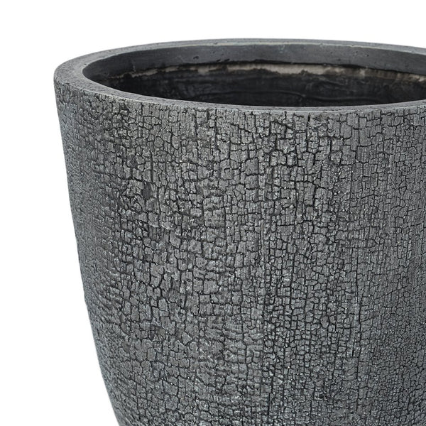 English Elm U_style Mgo Round Planters Set of Three Crackle Stone Texture Patio Garden Pots Gray N711P406660E