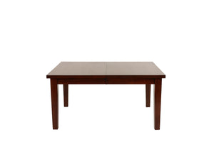 English Elm Contemporary Rectangular Dining Table Set 7pc with 18" Expandable Leaf, Faux Leather Chairs, Warm Finish Walnut 65 L x 48 W x 10 H B011S01093