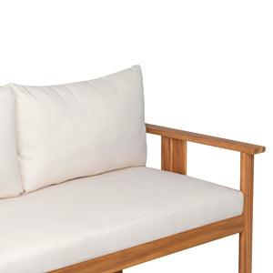 English Elm Patio Loveseat and Coffee Table Set Acacia Wood Textilene Mesh Outdoor Bistro N776P369381W
