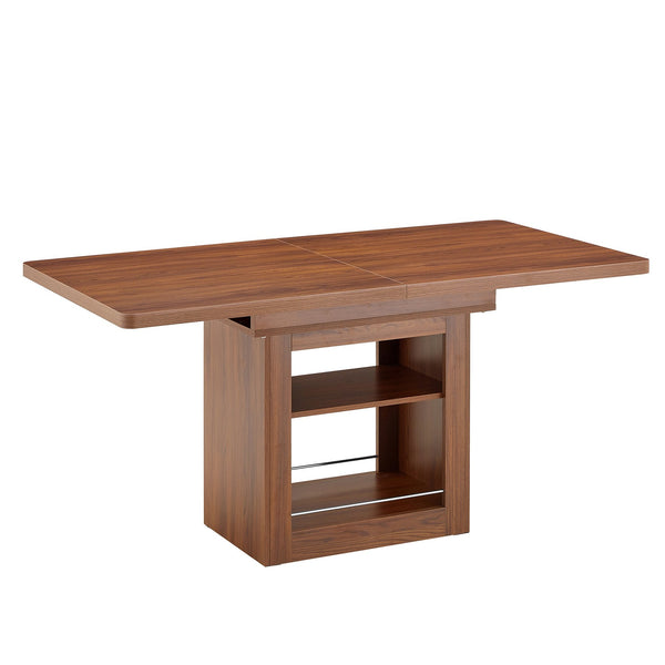 English Elm An Extendable Mdf Dining Table with Open Shelf Storage Seats up to Eight Walnut W1151S04667