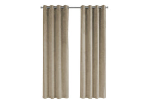 English Elm Curtain Panel Set, 2Pcs 54"W X 95"L Room Darkening Beige Velvet For Elegant Privacy In Any Room B2710P218772