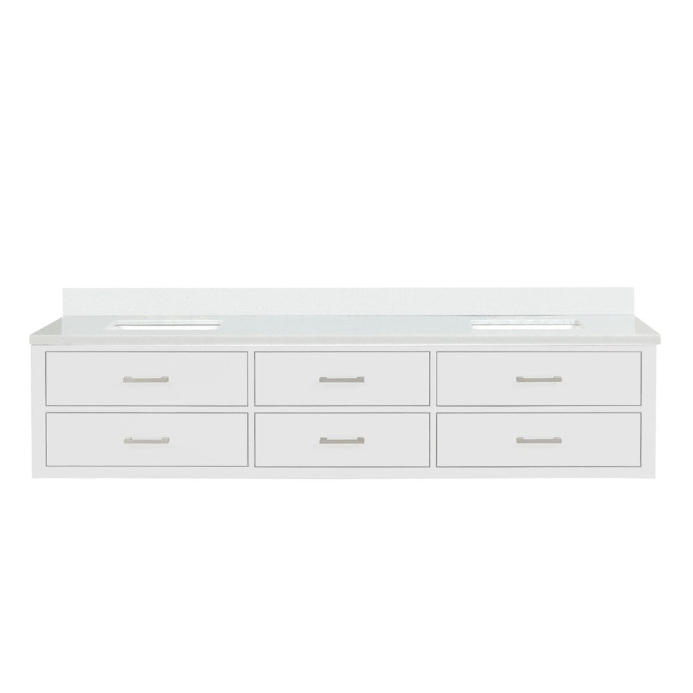 English Elm White Double Bath Vanity 84" W With Cultured Marble Top – Elegant Design, Soft-Close Drawers & Storage B2731P258160-GIGA