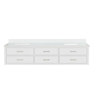 English Elm White Double Bath Vanity 84" W With Cultured Marble Top – Elegant Design, Soft-Close Drawers & Storage B2731P258160-GIGA