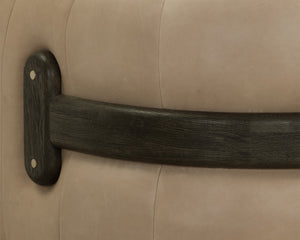 Sunpan Tadeo Swivel Lounge Chair - Luxurious Top Grain Leather with Antique Brass Accents and Unique Design Dark Brown / Sahara Sand Leather