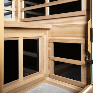 English Elm One Person Far Infrared Cedar Indoor Sauna with Glass Door and Bluetooth Audio W632S00015