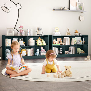 English Elm Wooden Five Cube Open Organizer Low Profile Montessori Bookshelf for Playroom or Nursery Light Green T3210P476851