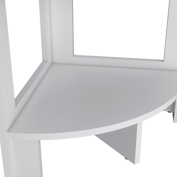 English Elm Gisela Modern Corner Shelf Three-Tier Space-Saving Display Unit for Books Decor and Storage White 34.2 L x 16.9 W x 2.8 H B128P237170
