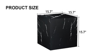 English Elm 15.7*15.7*15.7 Black Marble Texture MDF Coffee Table - Luxurious Cube Side Table, No Assembly, Versatile Decor Accent W1151P227822