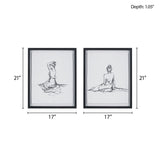 Madison Park Feminine Figures Modern/Contemporary Sketch 2-piece Framed Glass and Matted Wall Art Set MP95G-0253 Black/White