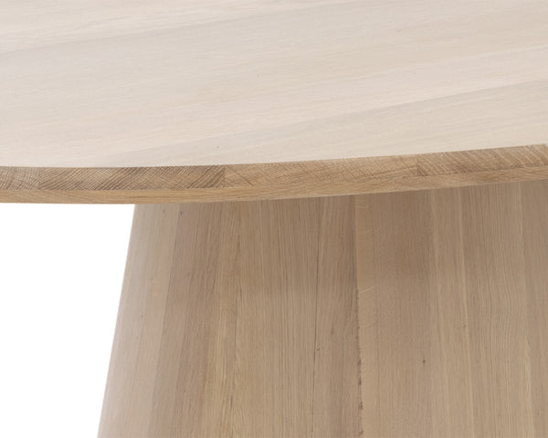 Sunpan Elina Scandinavian Dining Table: Classic Solid Oak with Whitewash Finish for Timeless Elegance Oval - 84W x 47.5D x 30.25H