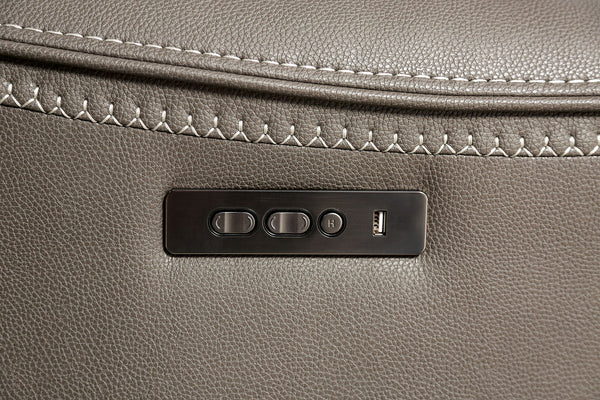 English Elm Gray Power Recliner with Zero Gravity, Extendable Footrest, Broad Armrests & Leatherette Comfort B2741P387648