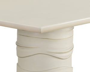 Sunpan Alanya Dining Table - Opulent Cream Concrete Design with Hand Painted Brass Accents for Elegance Rectangular - 84W x 44D x 30H
