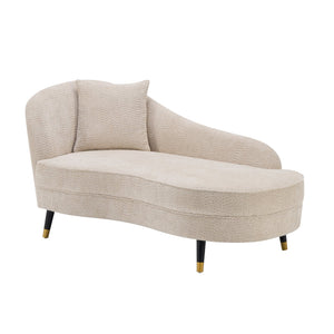 English Elm Bellaluxe Boucle Curved Chaise Lounge Upholstered Reading Chair for Bedroom or Office Beige N773P399982B