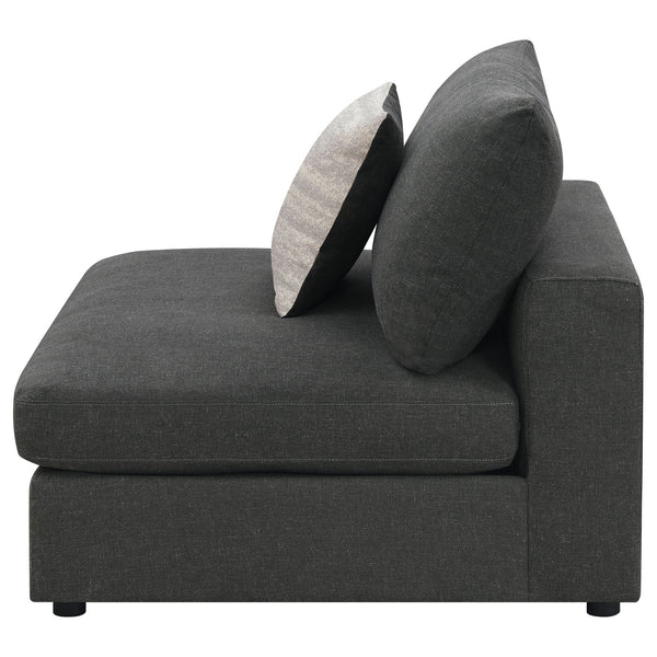 English Elm Duncan Modular Armless Chair in Charcoal Muslin Fabric with Removable Back Cushion, Cozy Modern Seating B062P357799