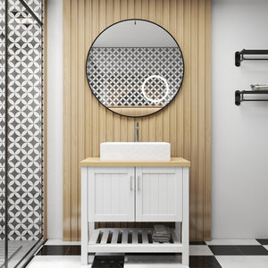English Elm 32" Bathroom Vanity With Sink, Modern Solid Wood Cabinet For Small Spaces, Stylish Open Shelf Design W3151S00013