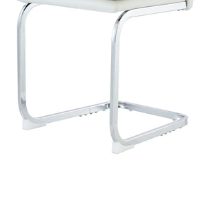 English Elm Modern Pu Leather Cantilever Dining Chairs Set of 4 with Steel Arc Frame for Kitchen White W5123P454222