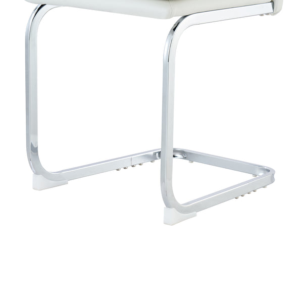 English Elm Modern Pu Leather Cantilever Dining Chairs Set of 4 with Steel Arc Frame for Kitchen White W5123P454222