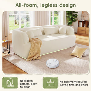 English Elm [new]86" Chenille Cloud Sofa Curved Legless 3-seater with Pocket Springs for Living Room Beige N723P404465A