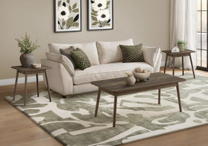 English Elm Table Set 3 Piece Mid Century Modern Living Room Coffee and End Tables Dark Brown B2710P461895