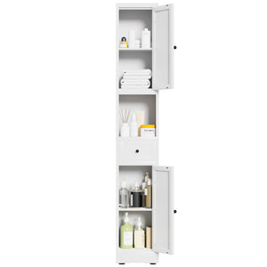 English Elm 71 Inch Freestanding Metal Storage Cabinet Five Tier Narrow Pantry Organizer White W2735P428814