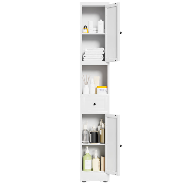English Elm 71 Inch Freestanding Metal Storage Cabinet Five Tier Narrow Pantry Organizer White W2735P428814