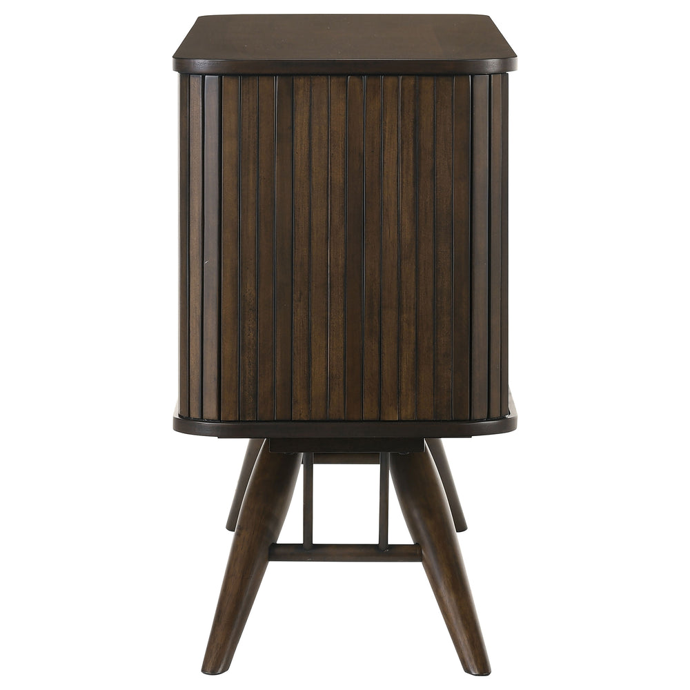 English Elm Wes Dark Walnut 2-Door Sideboard Buffet Storage Cabinet with Removable Shelves, Tapered Legs, Timeless Grain Finish B062P344986