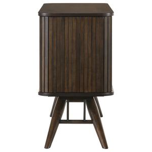 English Elm Wes Dark Walnut 2-Door Sideboard Buffet Storage Cabinet with Removable Shelves, Tapered Legs, Timeless Grain Finish B062P344986