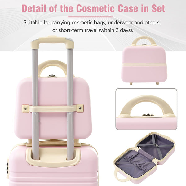 English Elm Hardshell Abs Spinner Luggage Set Four Piece Expandable Tsa Lock Travel Suitcases Light Pink N732P170218U