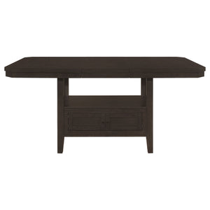 English Elm Prentiss Cappuccino 78" Extension Counter Dining Table with Built-In Storage, Sleek Rectangular Design and Versatile Entertaining Surface B062S00877