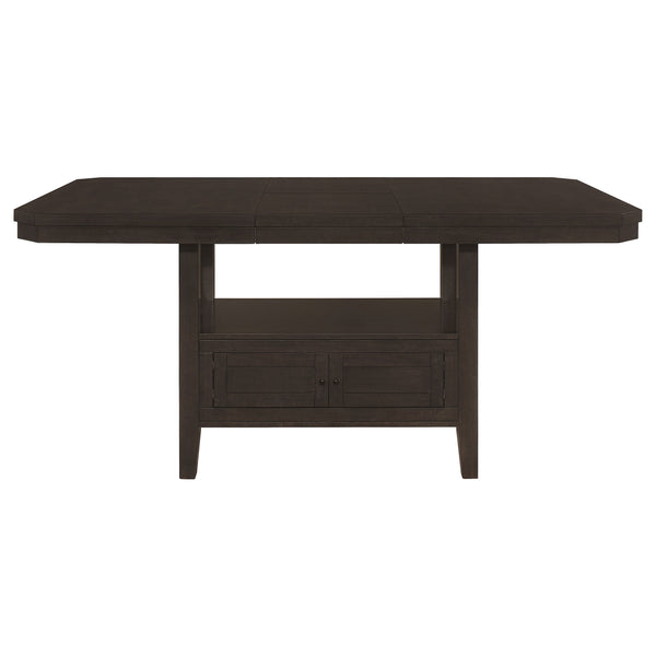 English Elm Prentiss Cappuccino 78" Extension Counter Dining Table with Built-In Storage, Sleek Rectangular Design and Versatile Entertaining Surface B062S00877