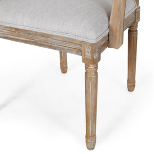 English Elm Christopher Knight Home® - Upholstered Dining Chair Set of 2 with Rubber Wood Legs, French Country Queen Anne Style Comfort and Flair Light Grey+Natural 71239.00LGRYNTL