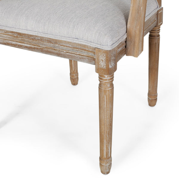 English Elm Christopher Knight Home® - Upholstered Dining Chair Set of 2 with Rubber Wood Legs, French Country Queen Anne Style Comfort and Flair Light Grey+Natural 71239.00LGRYNTL