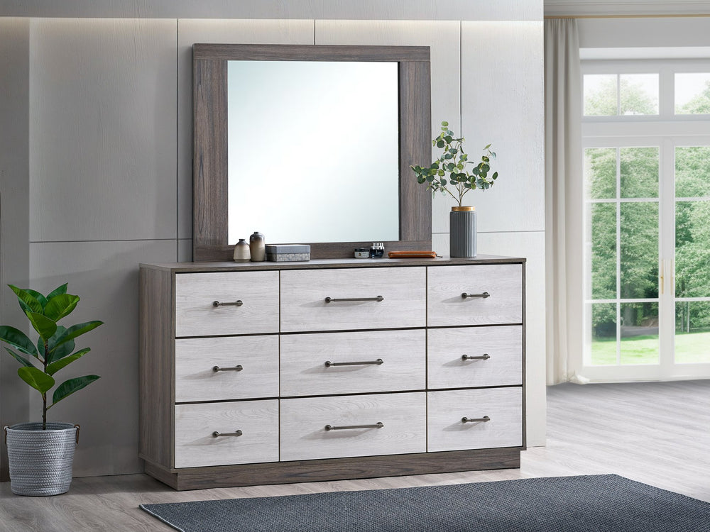 English Elm Aberdeen Six Drawer Wide Dresser Wood Grain Laminate Gunmetal Hardware Bedroom Storage B078P497933