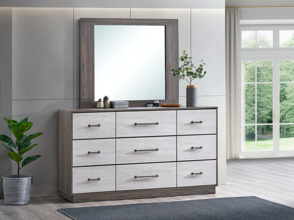 English Elm Aberdeen Six Drawer Wide Dresser Wood Grain Laminate Gunmetal Hardware Bedroom Storage B078P497933