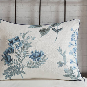 English Elm 7 Seersucker Comforter Set with Floral Print, Euro Shams, Decorative Pillow & Throw Blanket, Full/Queen Blue 16.93 L x 13.39 W x 8.66 H B03597122
