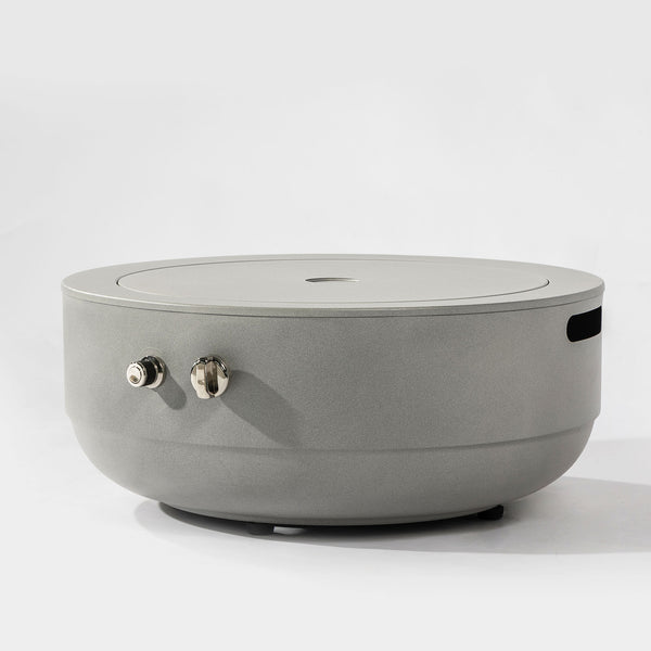 English Elm 24" Propane Fire Pit Bowl 50,000 BTU with Pulse Ignition, Stainless Steel Burner, Lava Rocks, Grey W853P193938