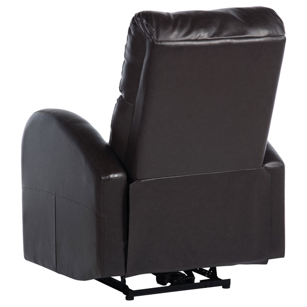 English Elm Meglia Brown Power Recliner Chair with Faux Leather Upholstery, Smooth Button Controls for Comfort B062P299796