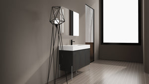 English Elm 48" Freestanding Bathroom Vanity with Resin Sink and Spacious Cabinet, Soft-Close Doors, Durable Finish Dark Oak W1972S00015