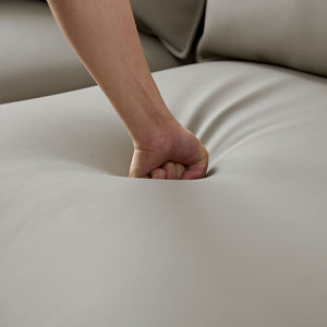 English Elm Modern 5-Seat Curved Sectional Sofa In Light Grey Eco-Leather - Stylish Comfort For Apartments & Offices W2582S00078