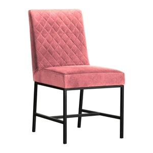 English Elm Blenor Pink Velvet Dining Chair Set of 2 with Diamond Stitching, Plush Cushioned Back & Black Legs B2736P354297