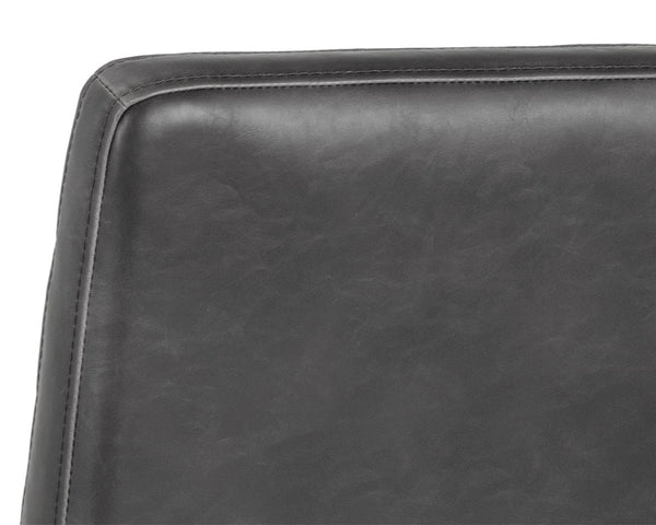 Sunpan Spyros Modern Barstool with Channel Tufting and Sleek Black Powder-Coated Steel Frame for Stylish Spaces Overcast Grey